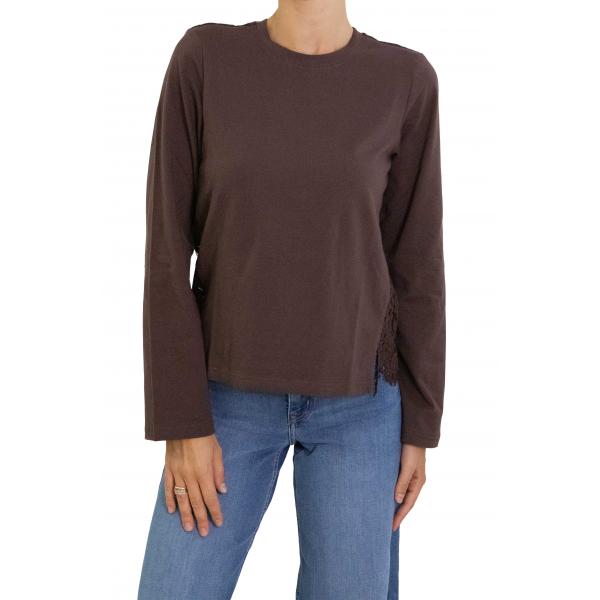 Maglia con retro in pizzo girocollo Only